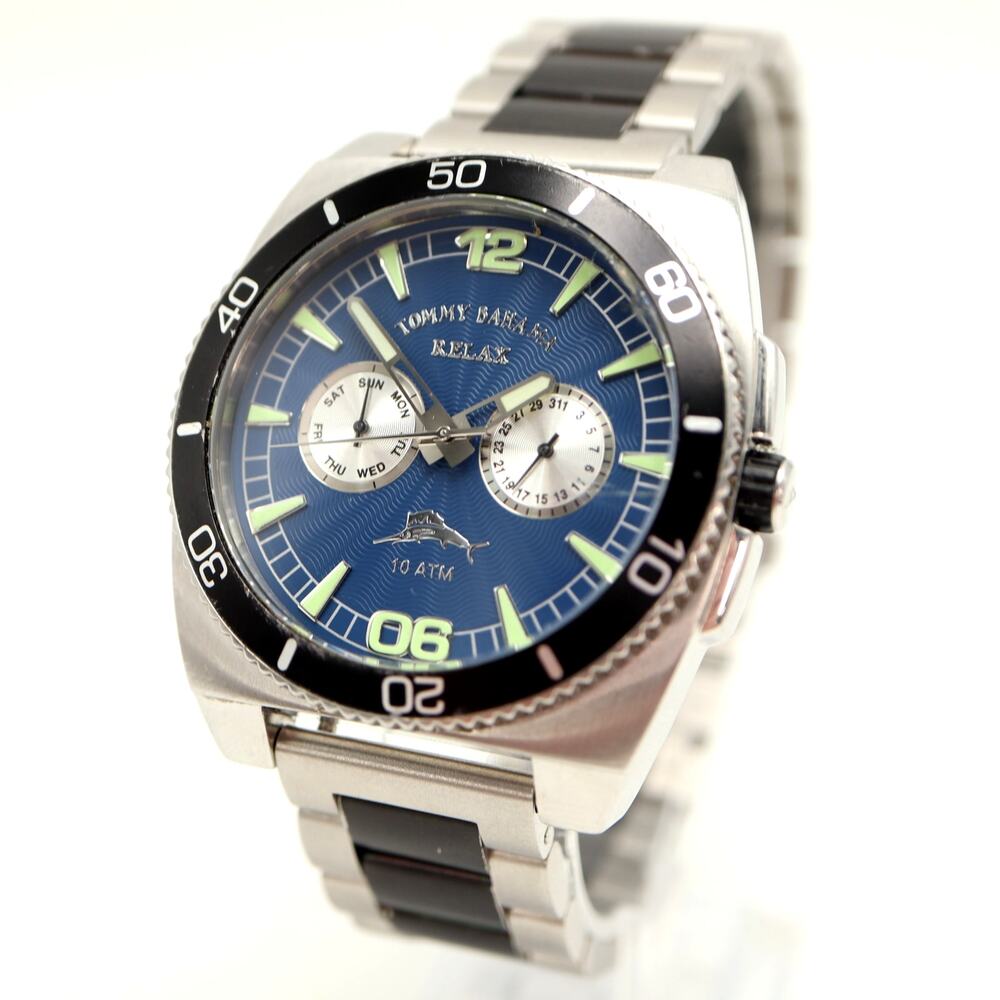 Tommy Bahama Cruise Line Blue 41mm Watch Steel Bracelet RLX1024 w New Battery
